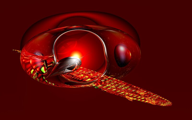 Red Futuristic Spacecraft
