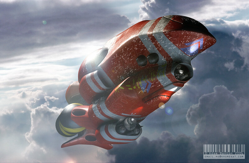 Red Futuristic Spaceship