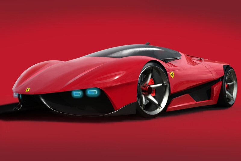 Red Futuristic Sports Car — Dramatic