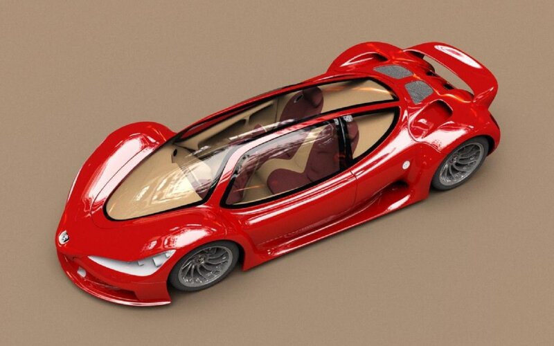 Red Futuristic Sports Car — Neutral