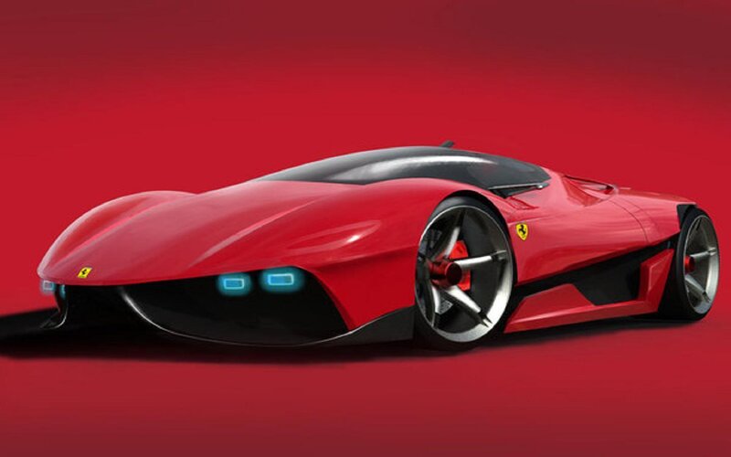 Red Futuristic Sports Car — Sleek
