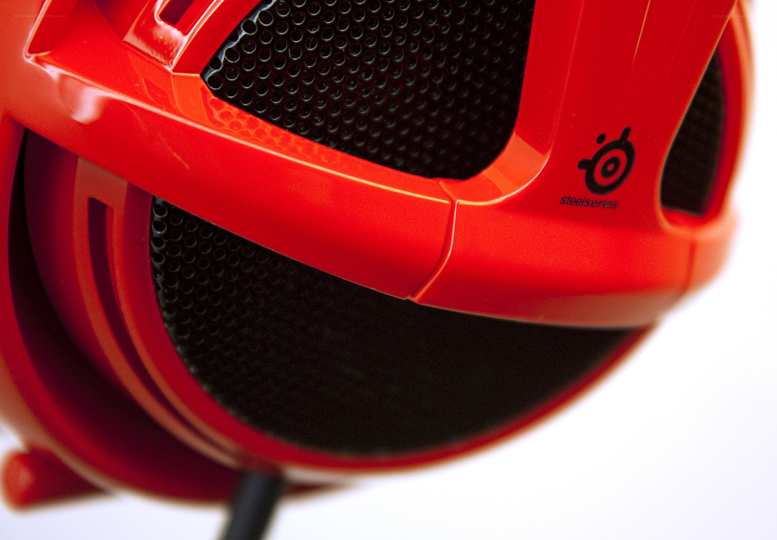 red gaming headset close-up