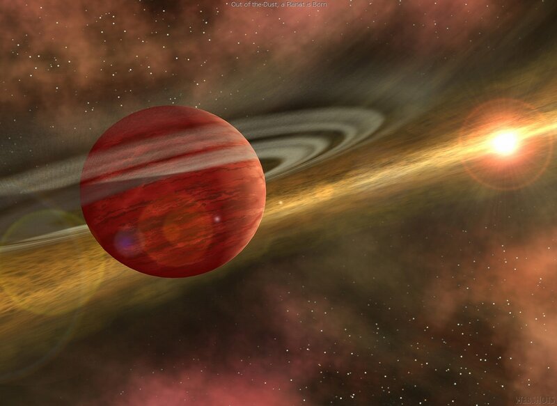 Red Gas Giant Planet — Cosmic, Digital Art