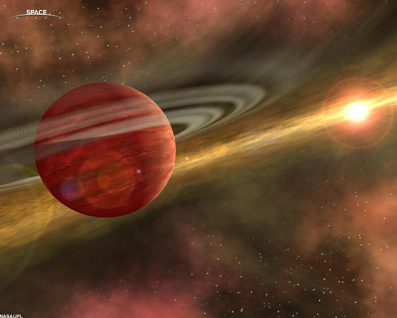 Red Gas Giant Planet — Dramatic, Digital Art, Star, Planetary Rings