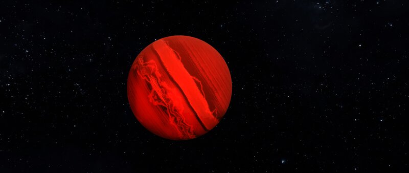 Red Gas Giant Planet — Dramatic, Night