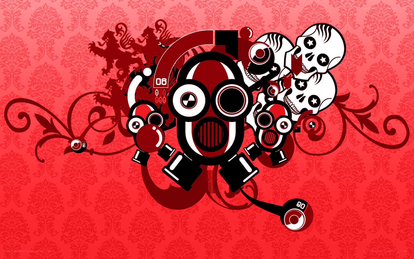 red gas mask art