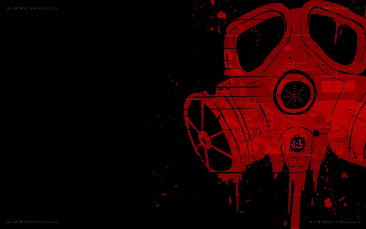red gas mask illustration