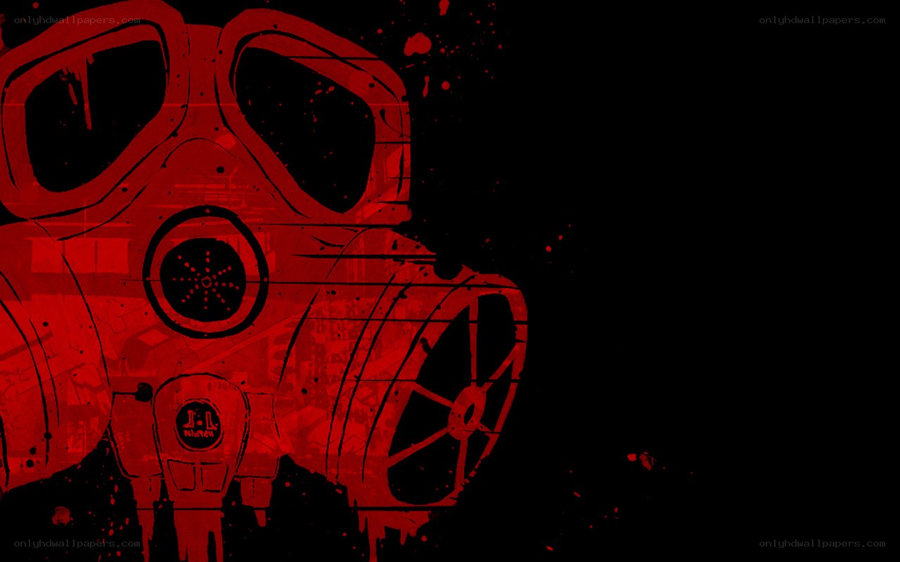 red gas mask illustration