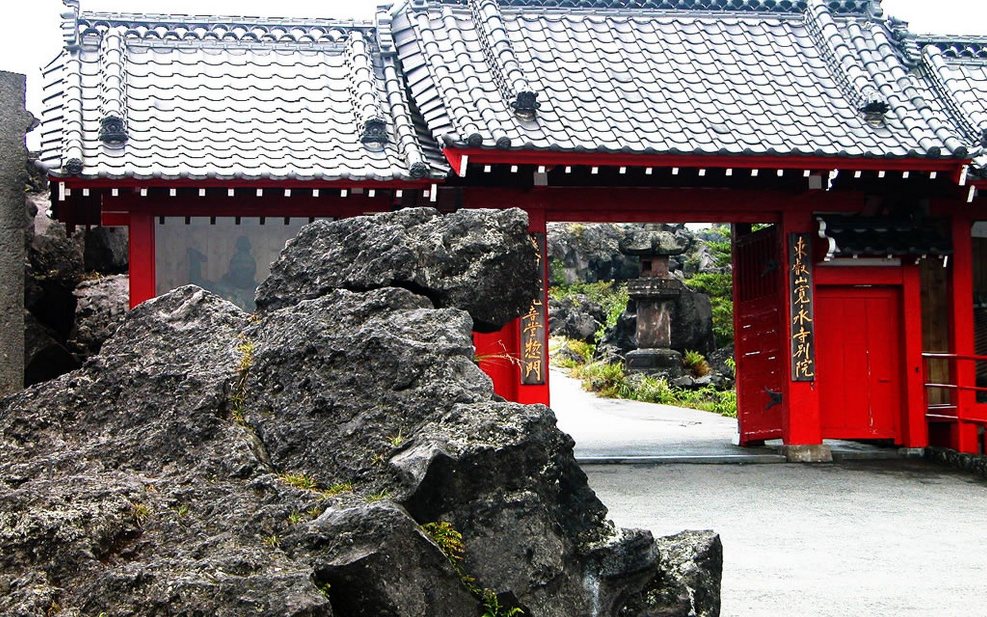 Red gate at a Japanese temple