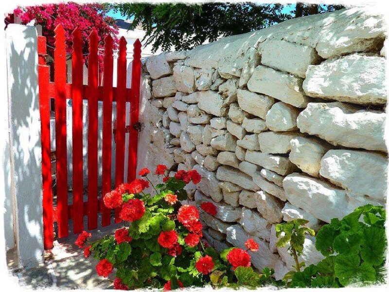 Red Gate with Flowers