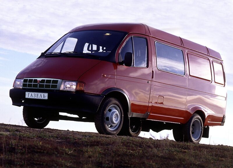 Red GAZELLE van on a hill