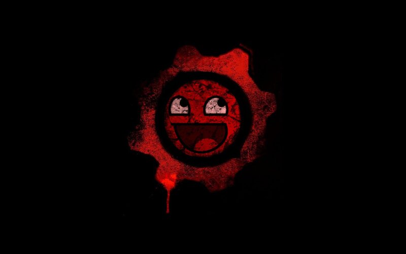 Red Gear with Smiley Face — Black