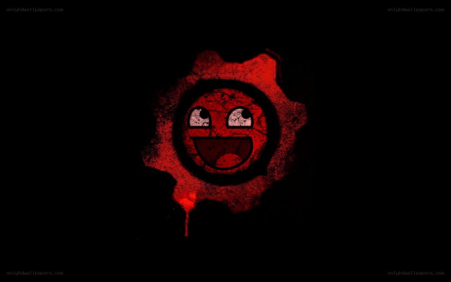 red gear with smiley face