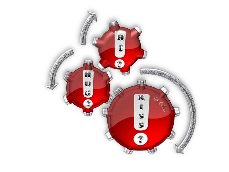 Red Gears with Text