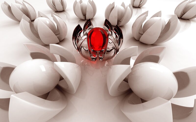 Red gem surrounded by white flowers