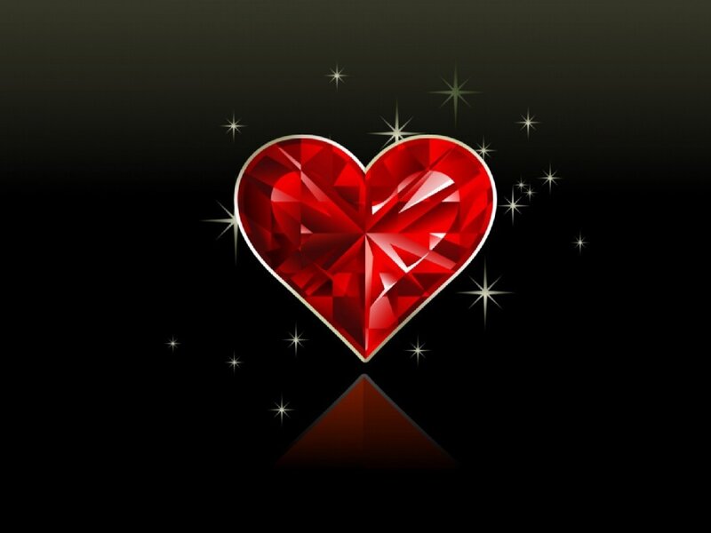 Red Gemstone Heart — Dramatic, Night, Digital Art