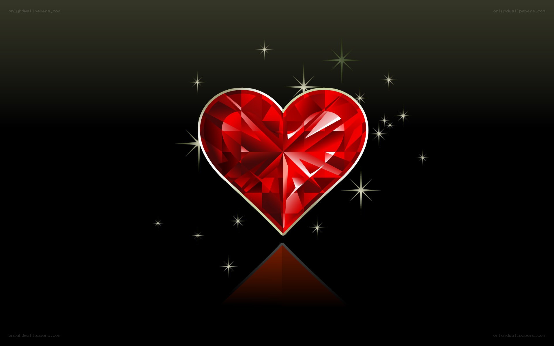 Red gemstone heart with stars