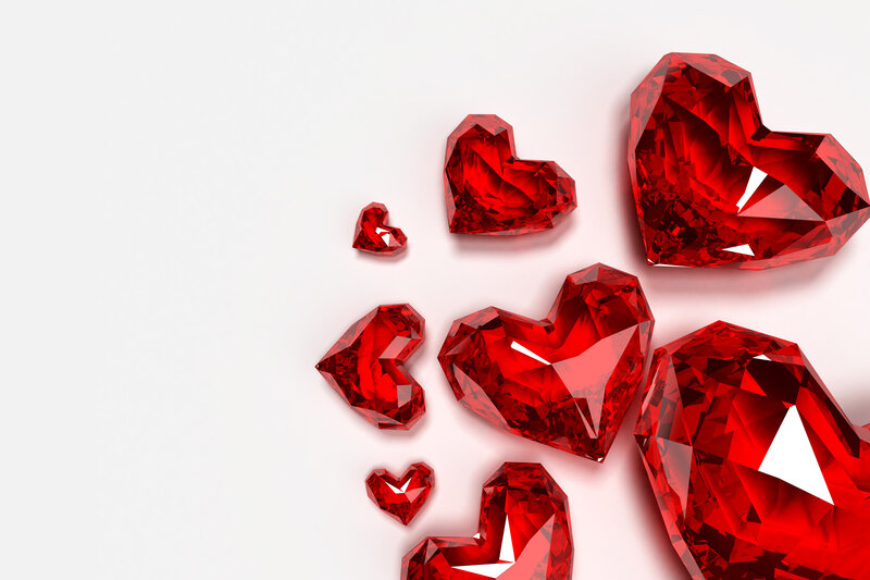 Red gemstone hearts