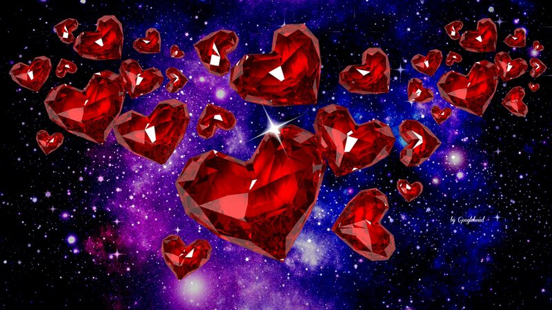 Red Gemstone Hearts — Romantic, Night