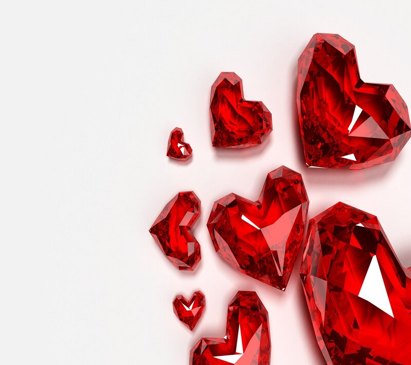 Red Gemstone Hearts — Romantic