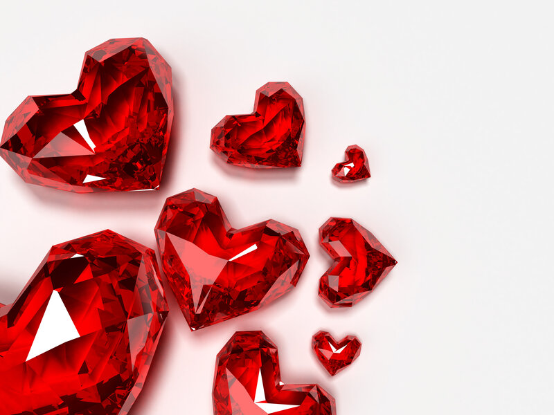 Red gemstone hearts