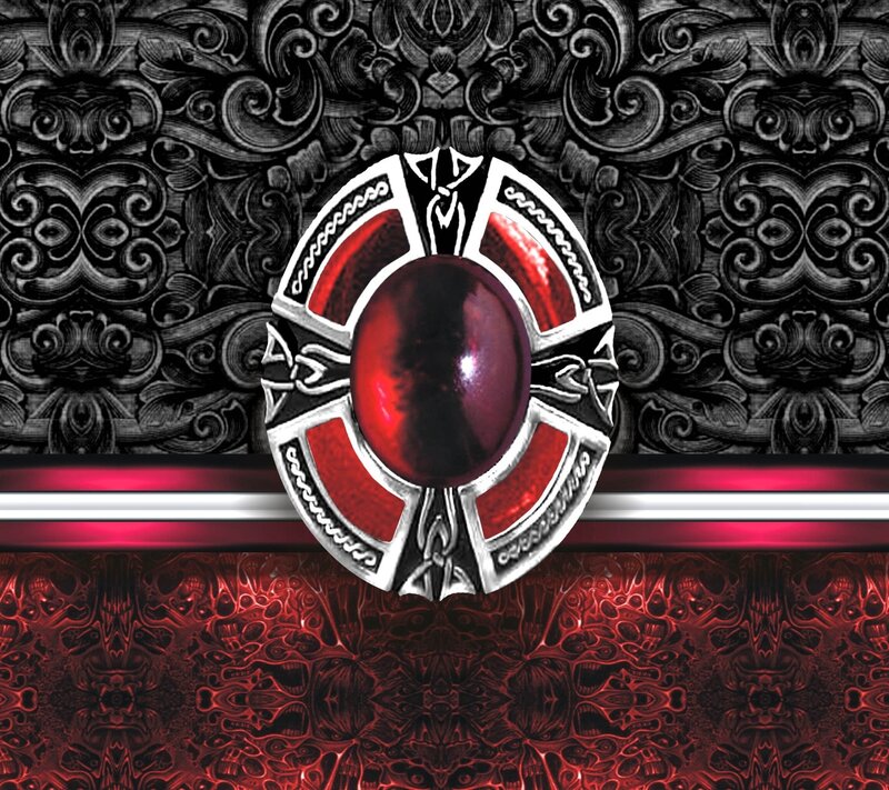 Red Gemstone Ring — Black