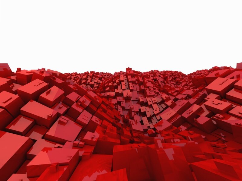 Red geometric block landscape