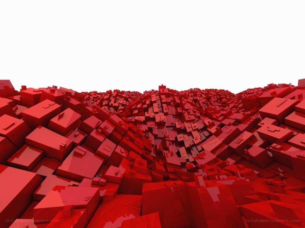 Red geometric block landscape