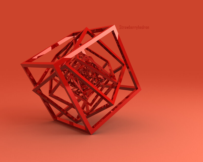 Red geometric cube structure