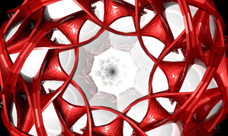 Red geometric fractal structure