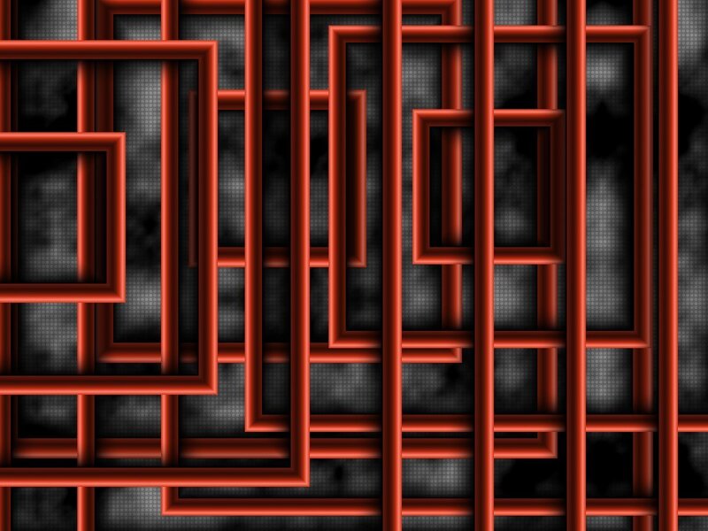 red geometric frame pattern
