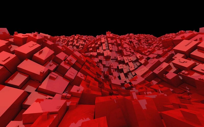 Red geometric landscape