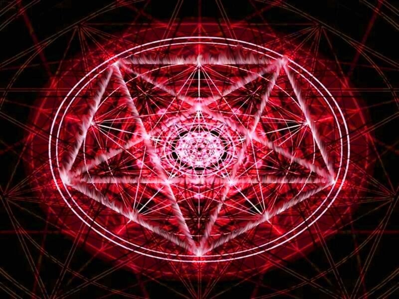 Red geometric mandala pattern