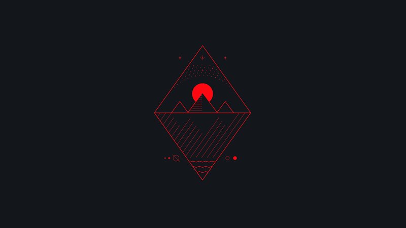 Red Geometric Mountain