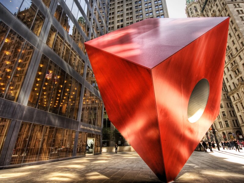 Red Geometric Sculpture