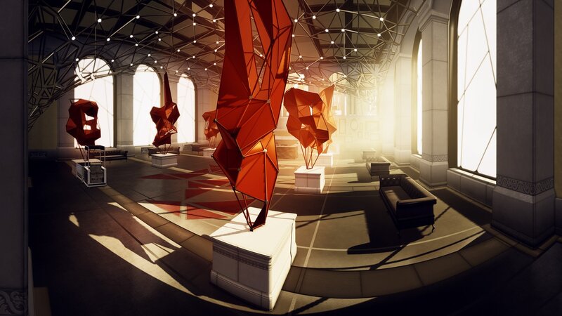 Red Geometric Sculptures — Dramatic