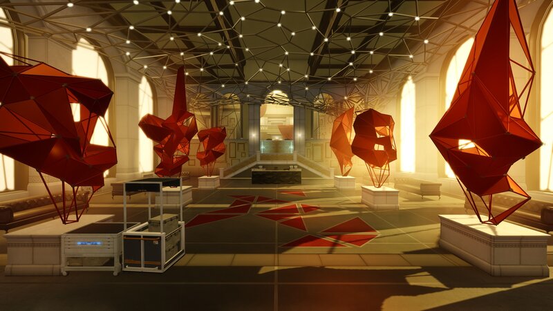 Red Geometric Sculptures