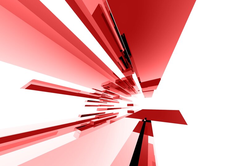 Red Geometric Shapes — Dynamic, Abstract, White Background