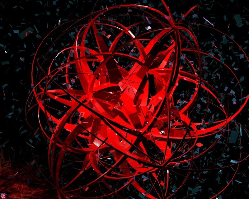 Red Geometric Sphere — Dramatic
