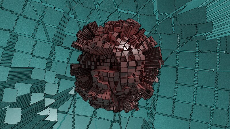 Red Geometric Sphere — Teal