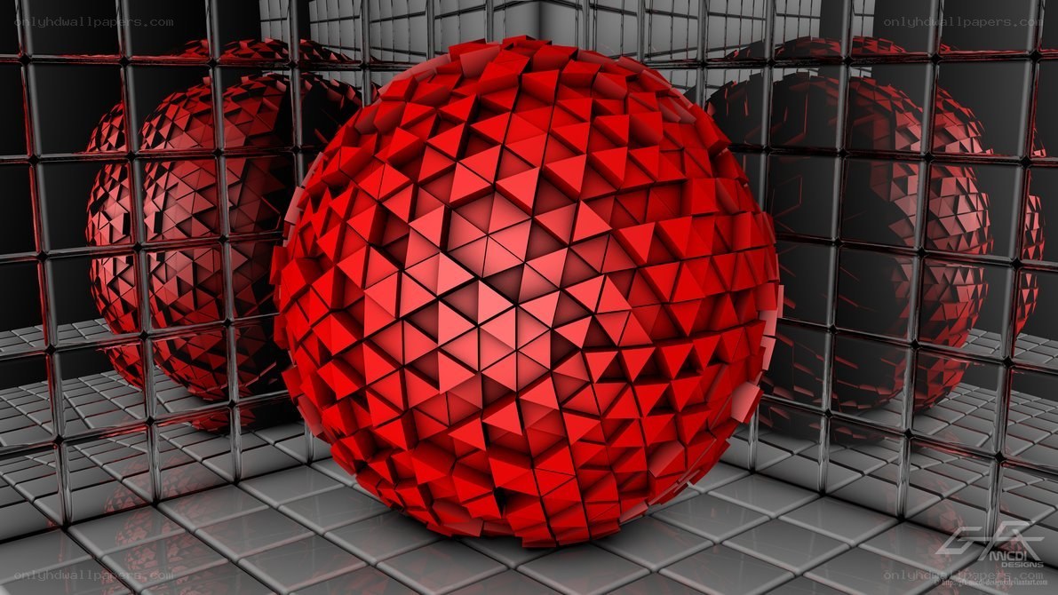 Red Geometric Spheres in a Grid