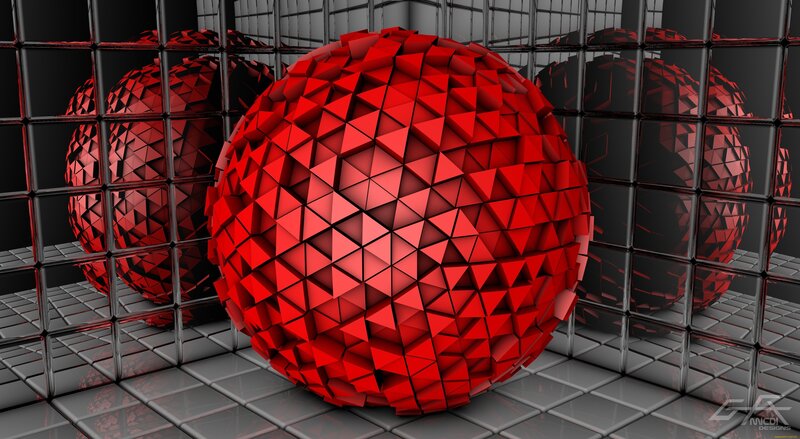 Red Geometric Spheres
