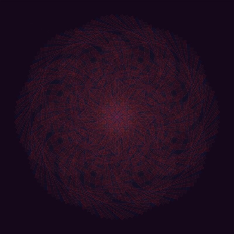 Red geometric spiral pattern