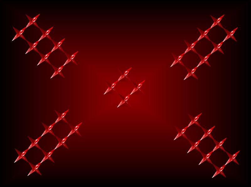Red geometric star patterns