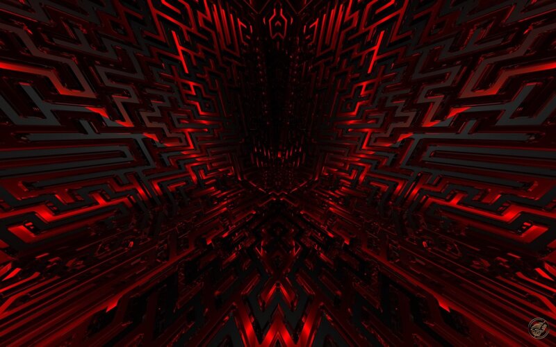 Red Geometric Tunnel — Dark