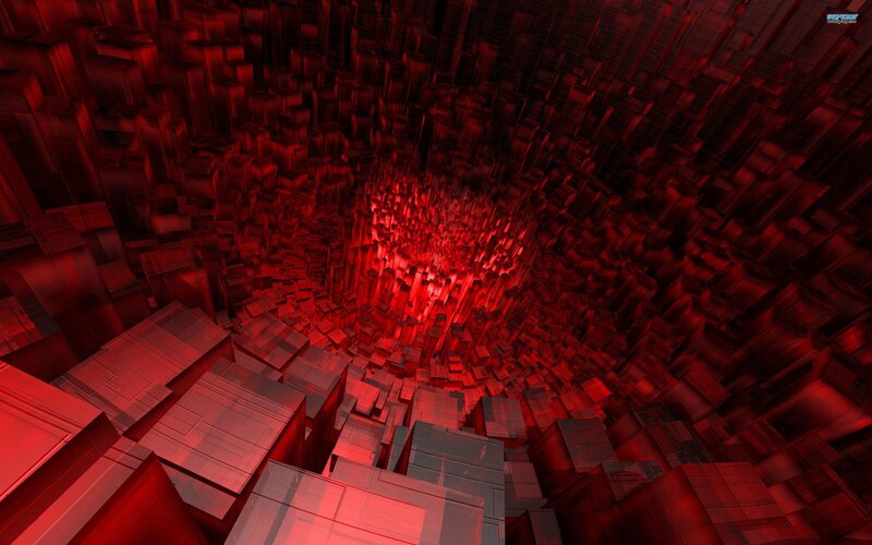 Red Geometric Tunnel — Dramatic