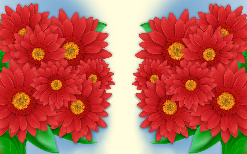 Red Gerbera Daisies — Bright, Digital Art