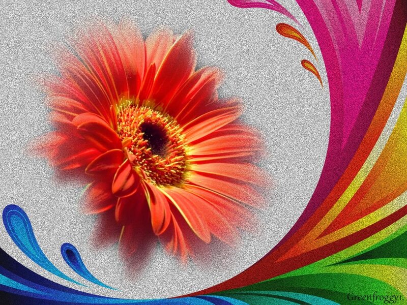 Red Gerbera Daisy — Vibrant, Digital Art
