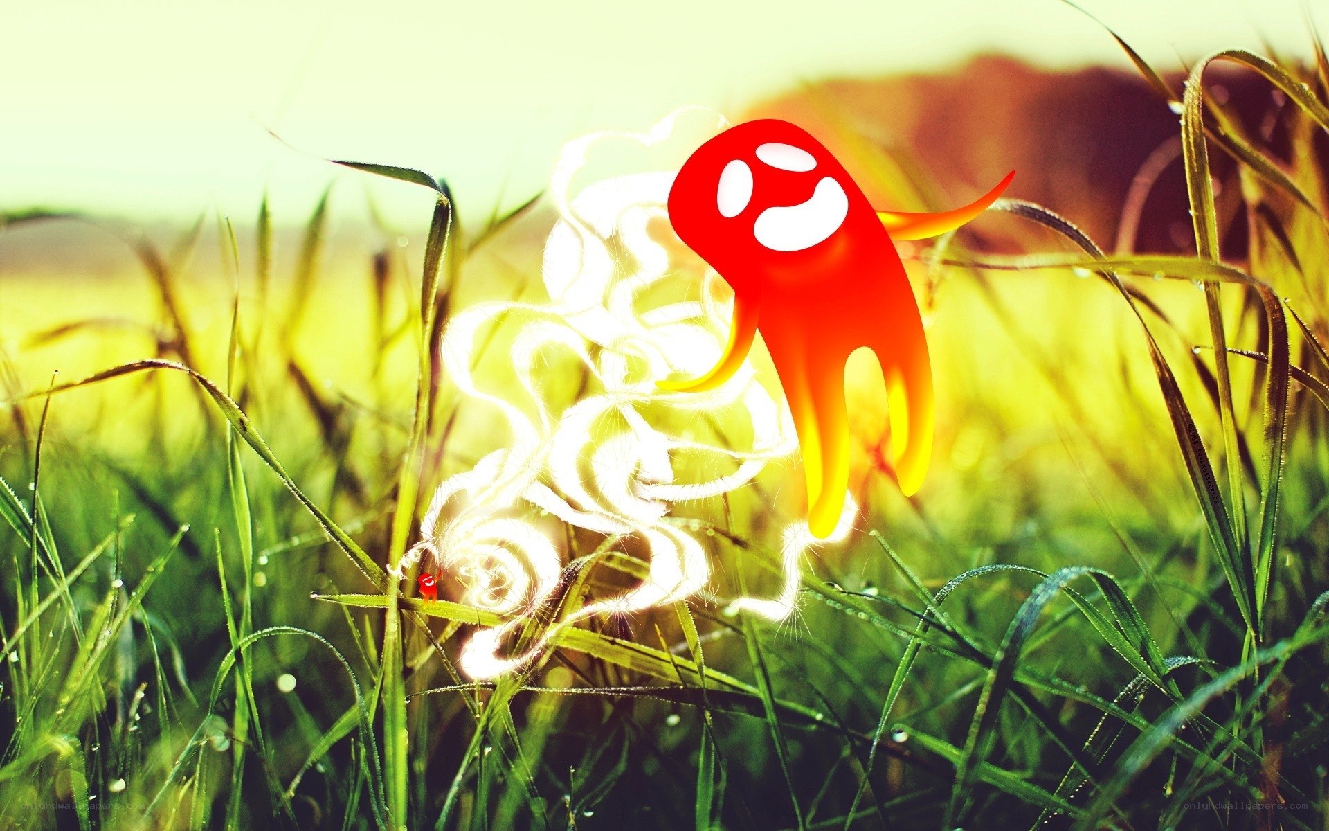 Red ghost in grass field