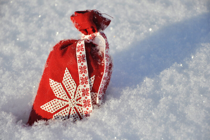 Red Gift Bag in Snow